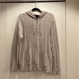 Brooks Brothers - Men's Beige Cable Knit Zip up Sweater